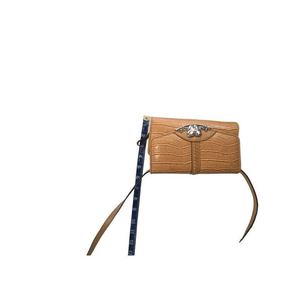 Bueno Tan Crossbody Wallet Purse Shoulder Bag Butterfly Embossed Gator Croc 2in1 - Picture 6 of 11